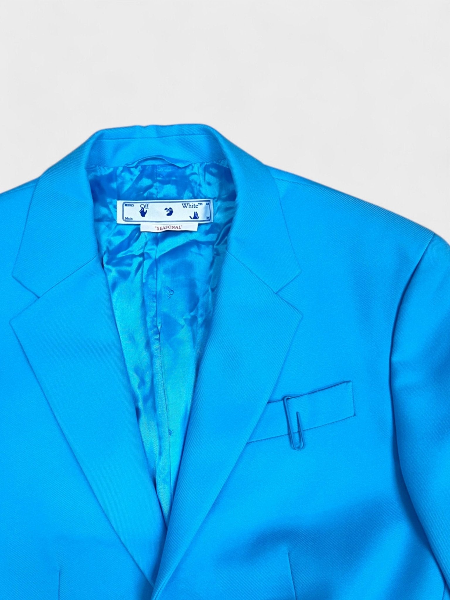 Off White Double Pap 2 Button Drill Relax Cyan Blue - 2
