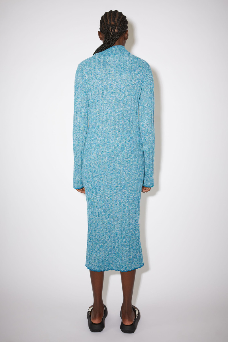 Polo ribbed knit dress - Grey/Turqouise 3