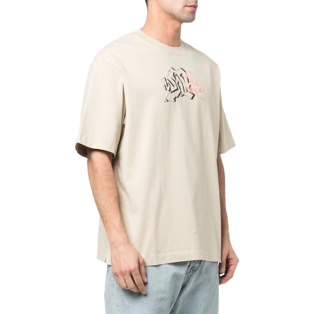 Men's Off-White SS22 Logo Pattern Round Neck Short Sleeve Version White T-Shirt OMAA120S22JER0031710 - 4