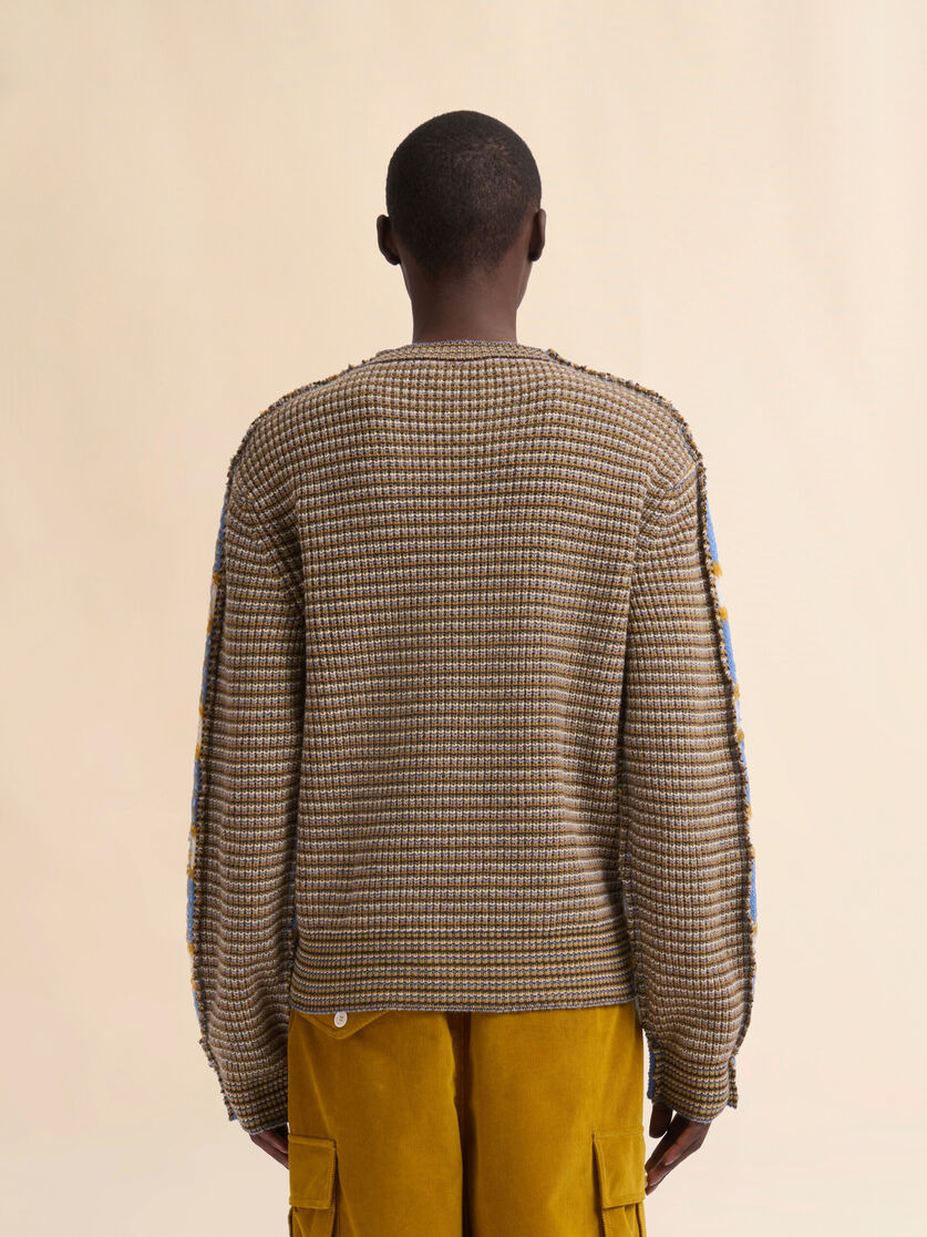BLUE STRIPED MOHAIR AND WOOL HALF-AND-HALF SWEATER - 3