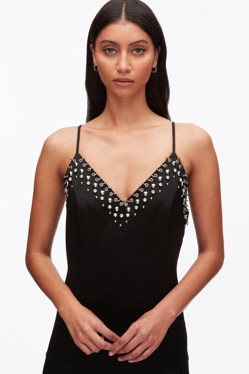 Studded Satin Pleated Cami Midi Dress 6