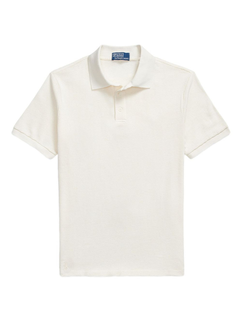 pointelle-fabric short-sleeve polo shirt 1