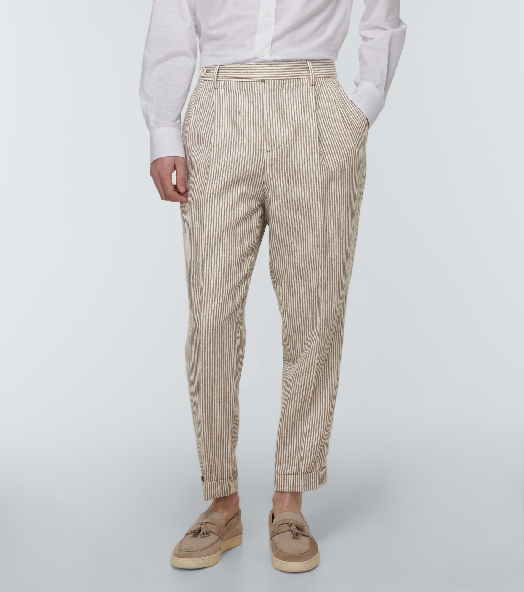 Striped linen and wool suit - 5