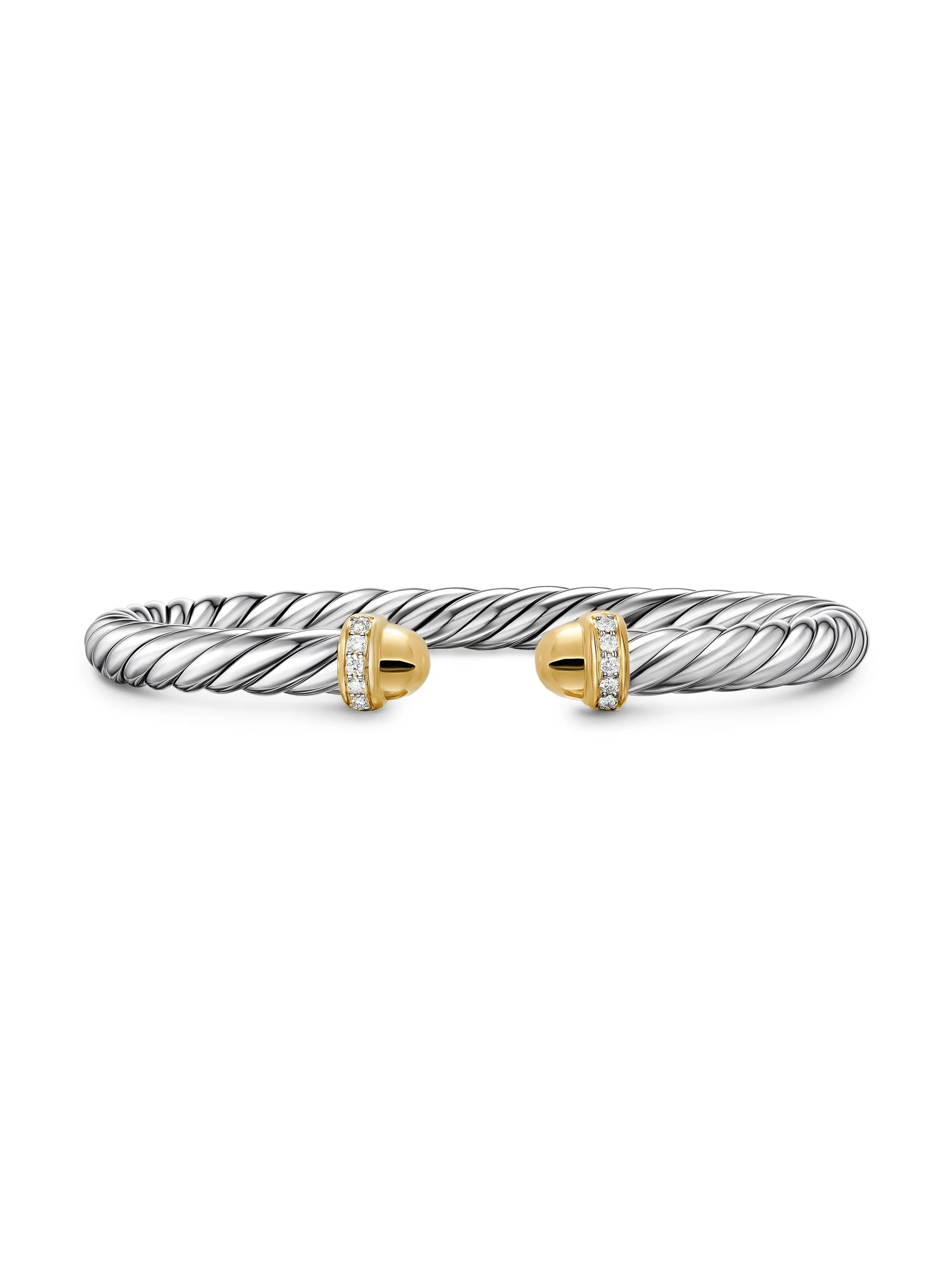 Women's Cable Flex Bracelet in Sterling Silver - Gold Dome - 1