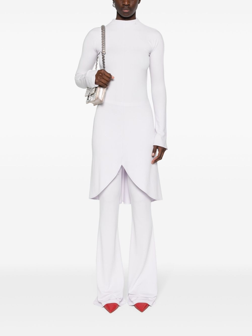 high-neck long-sleeve midi dress - 2