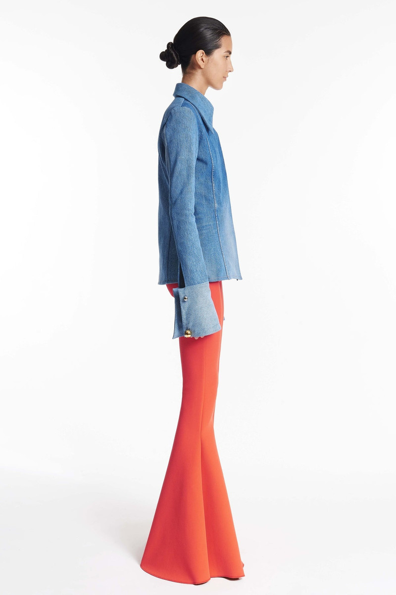 MAXI FLARED FITTED TROUSERS RED 3