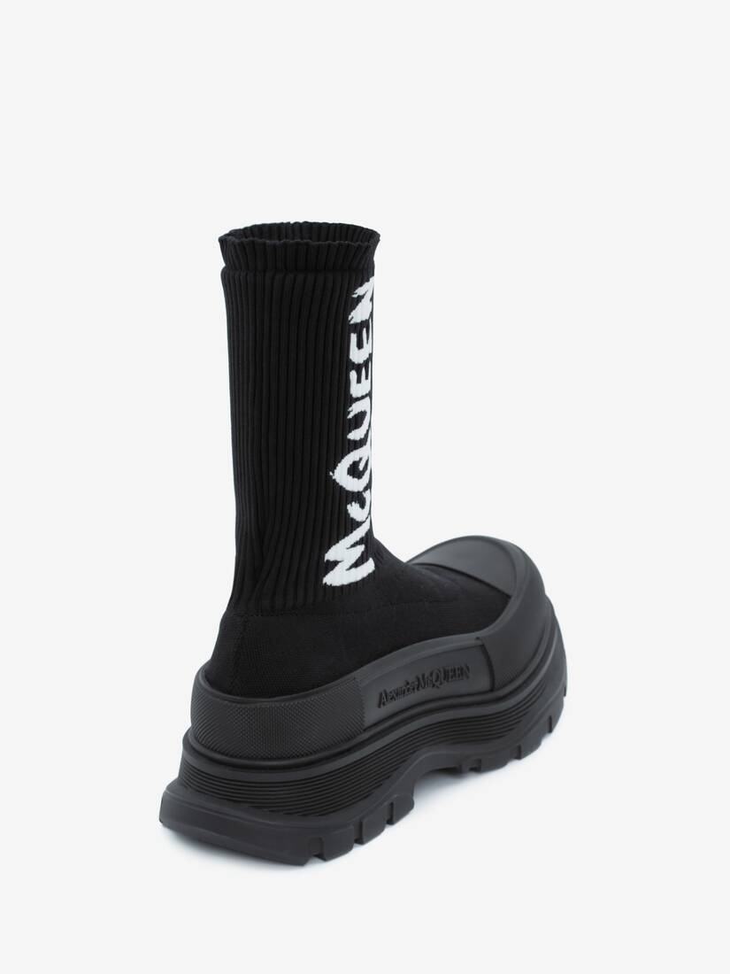 Mcqueen Graffiti Knit Tread Slick Boot in Black/white - 3