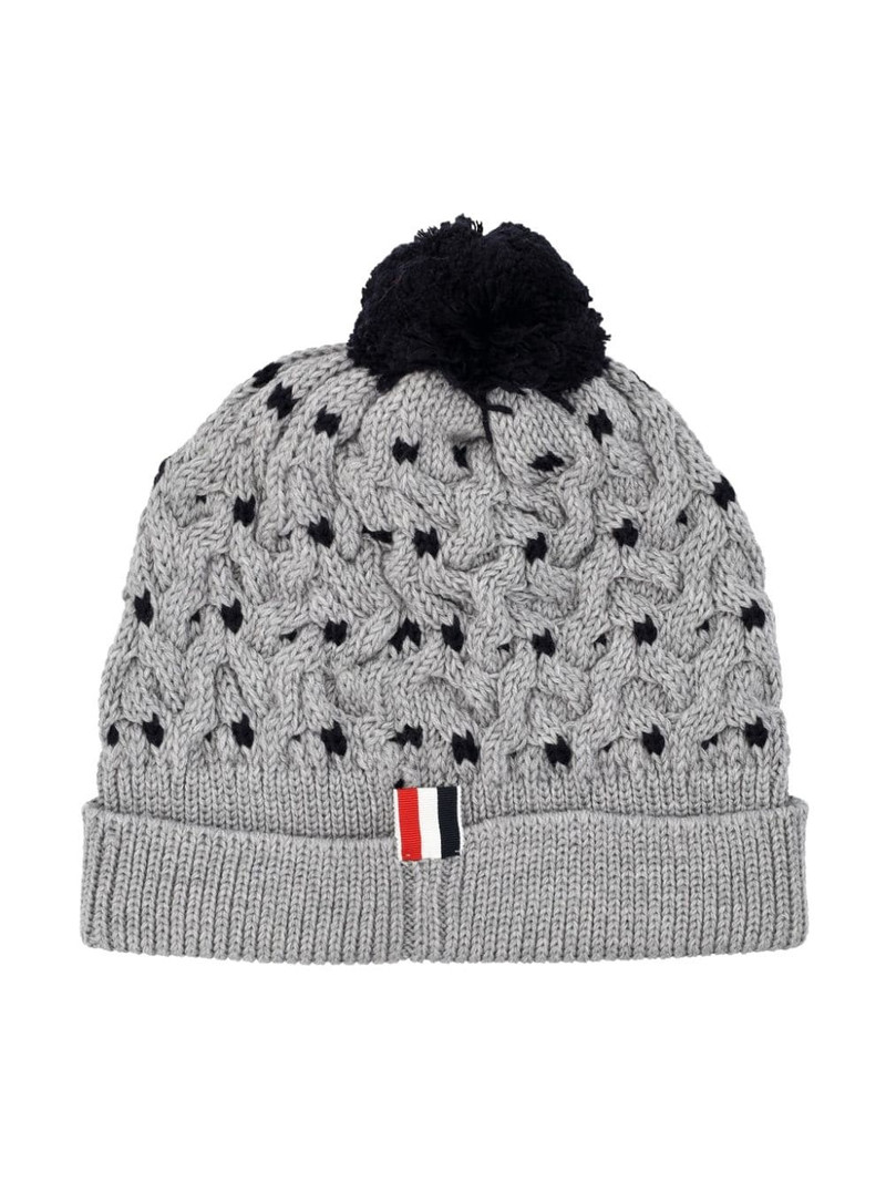 Thom Browne RWB virgin wool pompom beanie outlook