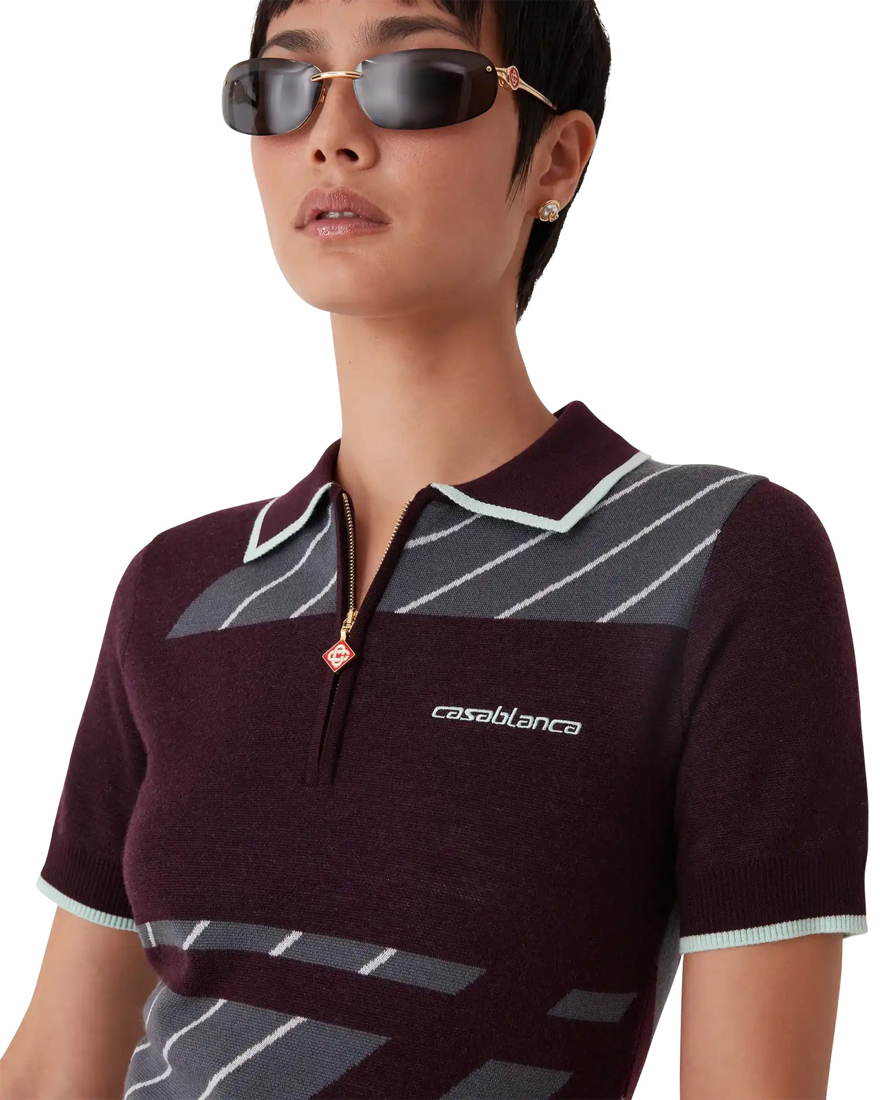 Diagonal Tennis Merino Polo Dress | Casablanca Paris - 4