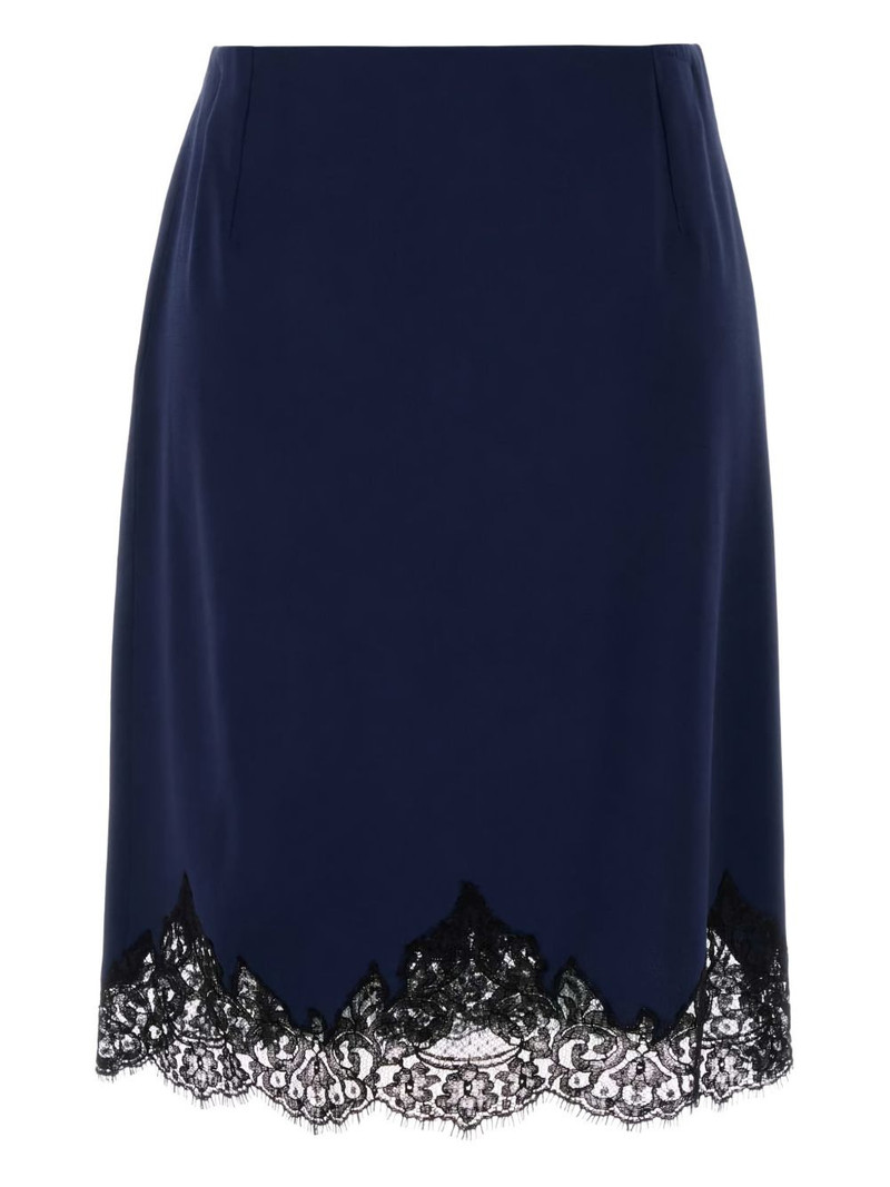 Stella McCartney lace-trim satin midi skirt outlook