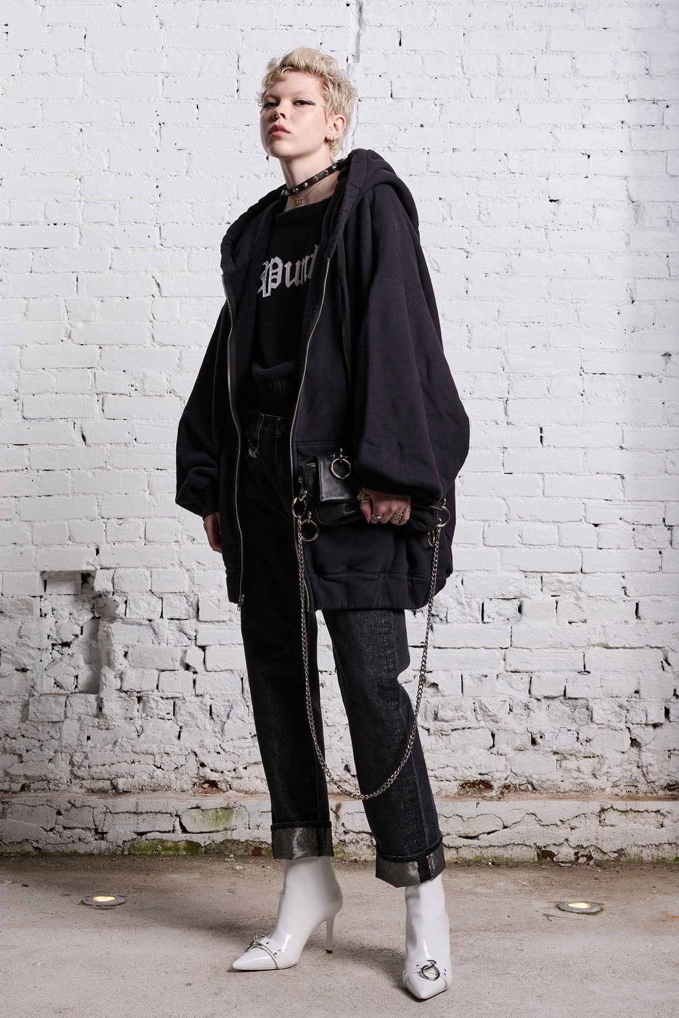 JUMBO ZIP HOODIE - BLACK - 3