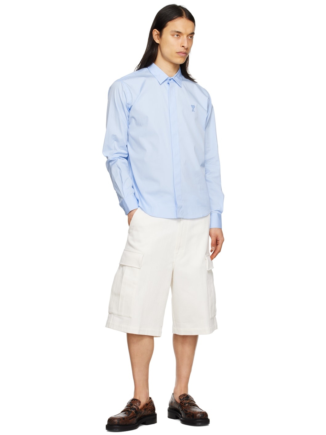 White Cargo Pocket Shorts - 4