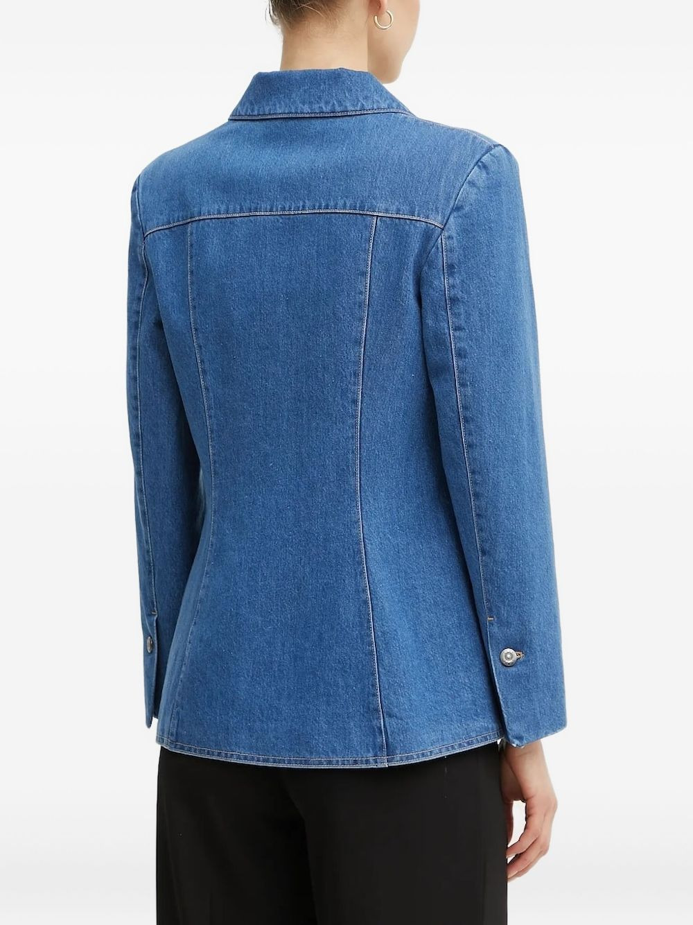 denim flap-pocket blazer - 2