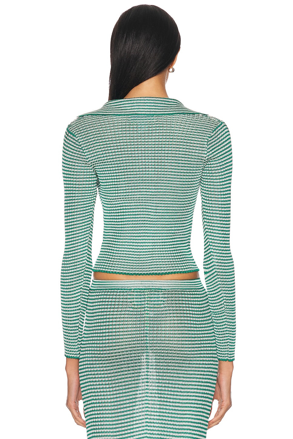 Micro Stripe Long Sleeve Cardigan - 3
