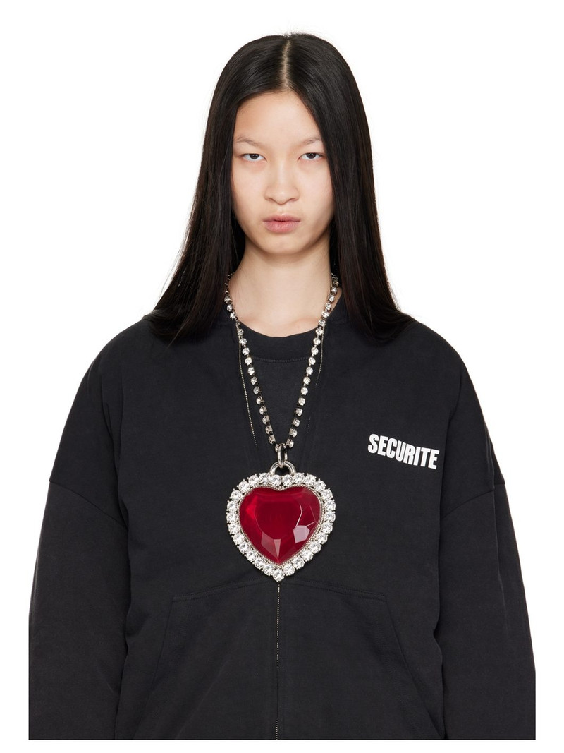 VETEMENTS Silver Giant Crystal Heart Necklace outlook