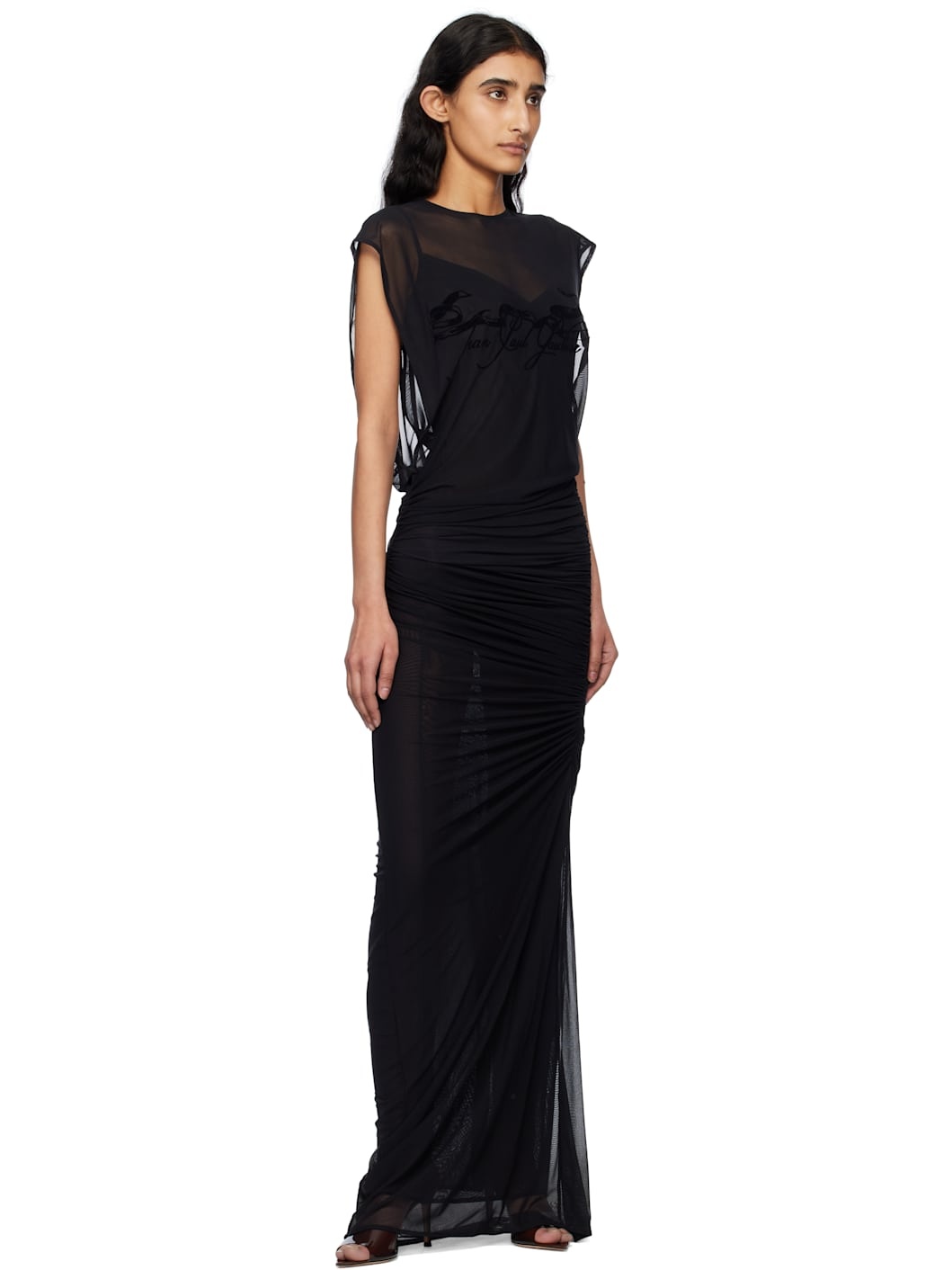 Black 'The Flocked Tattoo Ruban' Maxi Dress - 4