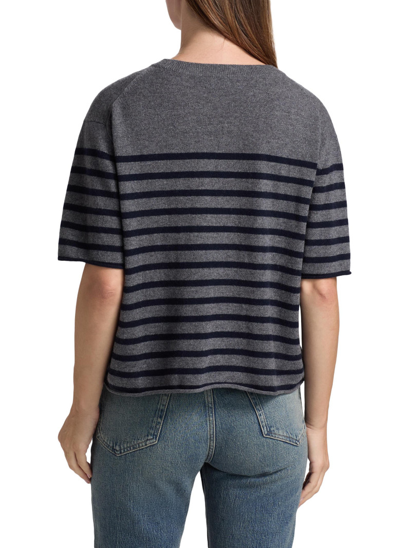 Women's Cila Striped Cashmere Relaxed-Fit T-Shirt - Graphite Navy 5