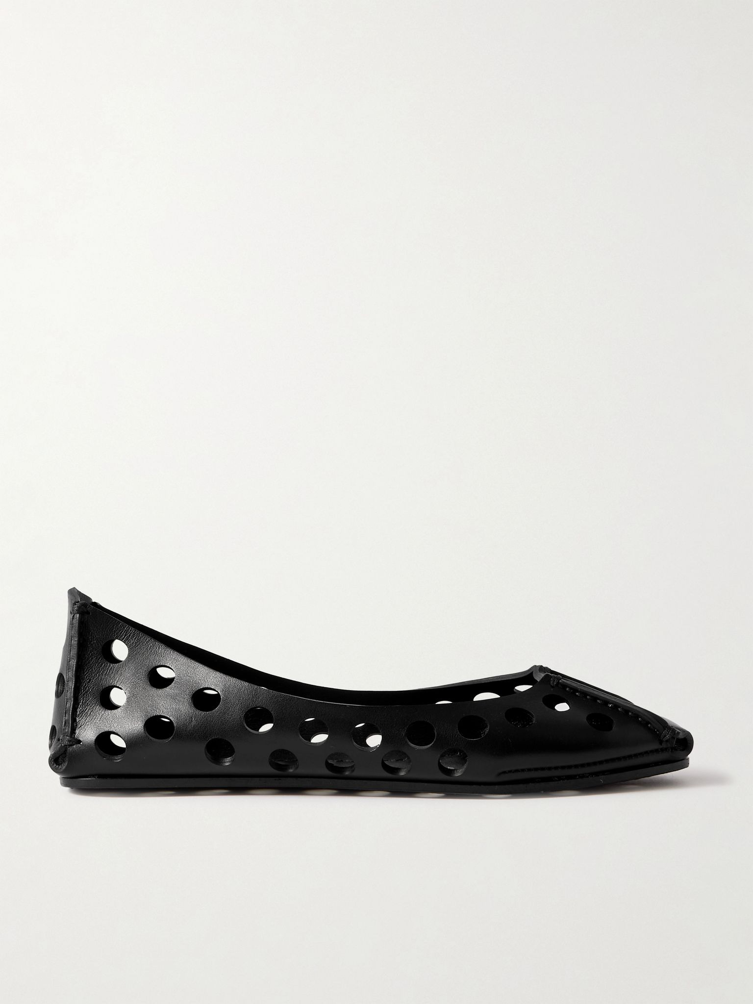 Perforated leather ballet flats Black - 1
