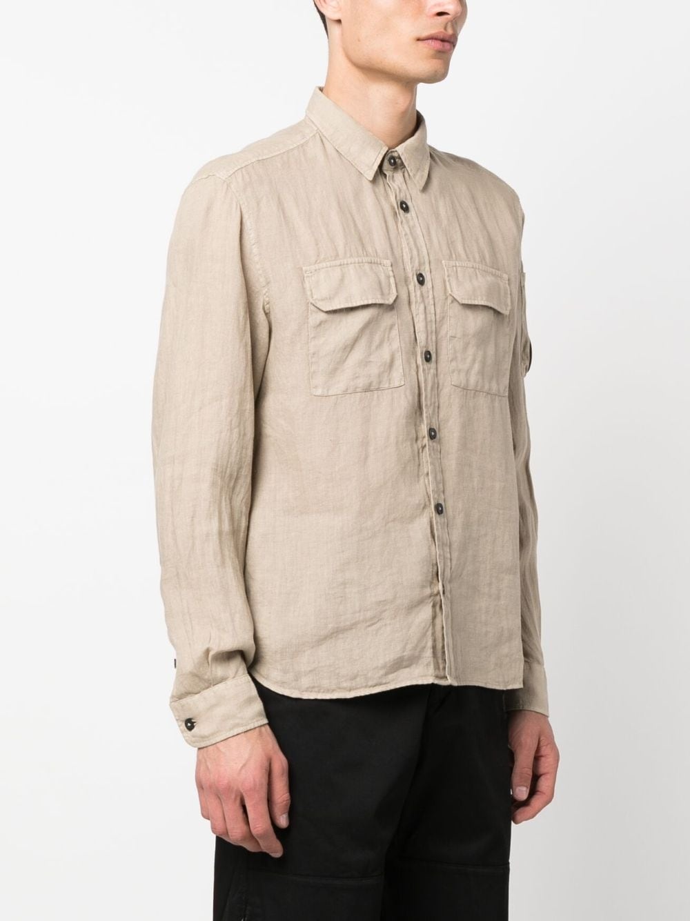 signature Lens-detail linen shirt - 3