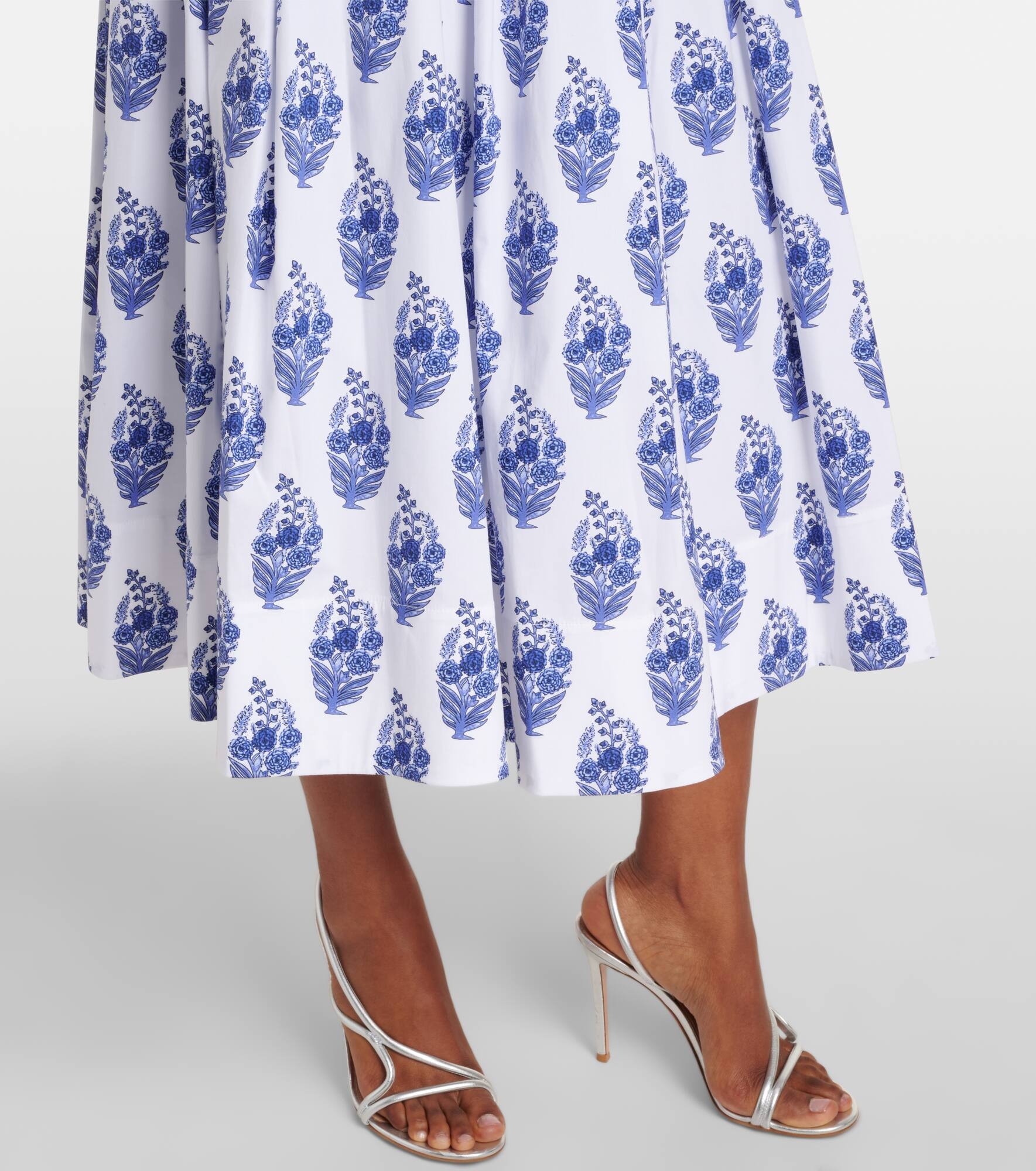 Floral cotton-blend midi skirt - 5