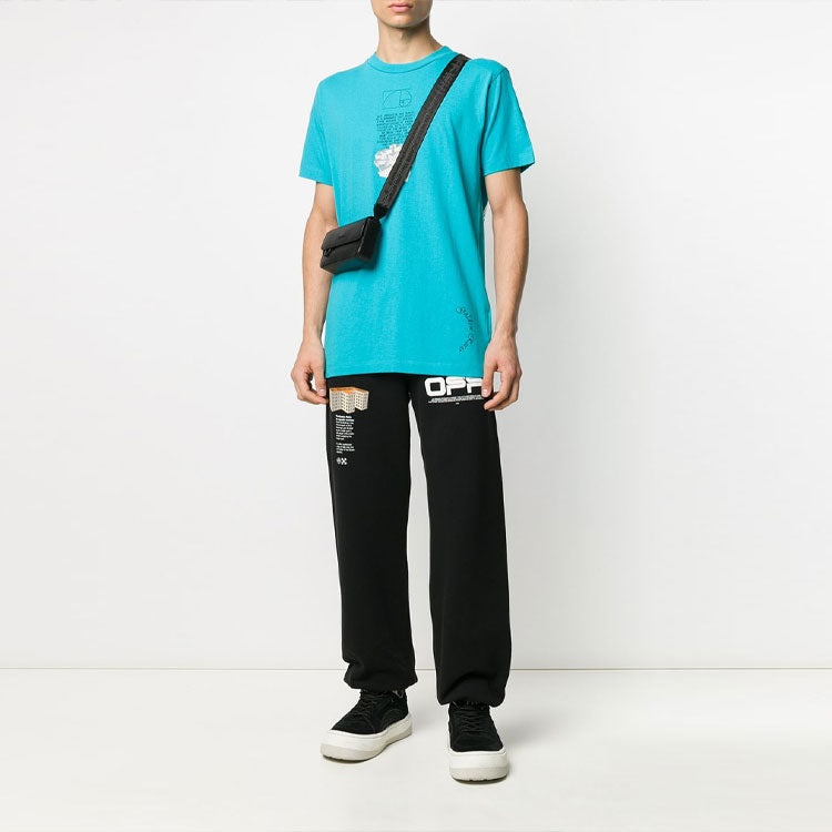 Off-White Alphabet Printing Short Sleeve Blue OMAA027R201850053901 - 2