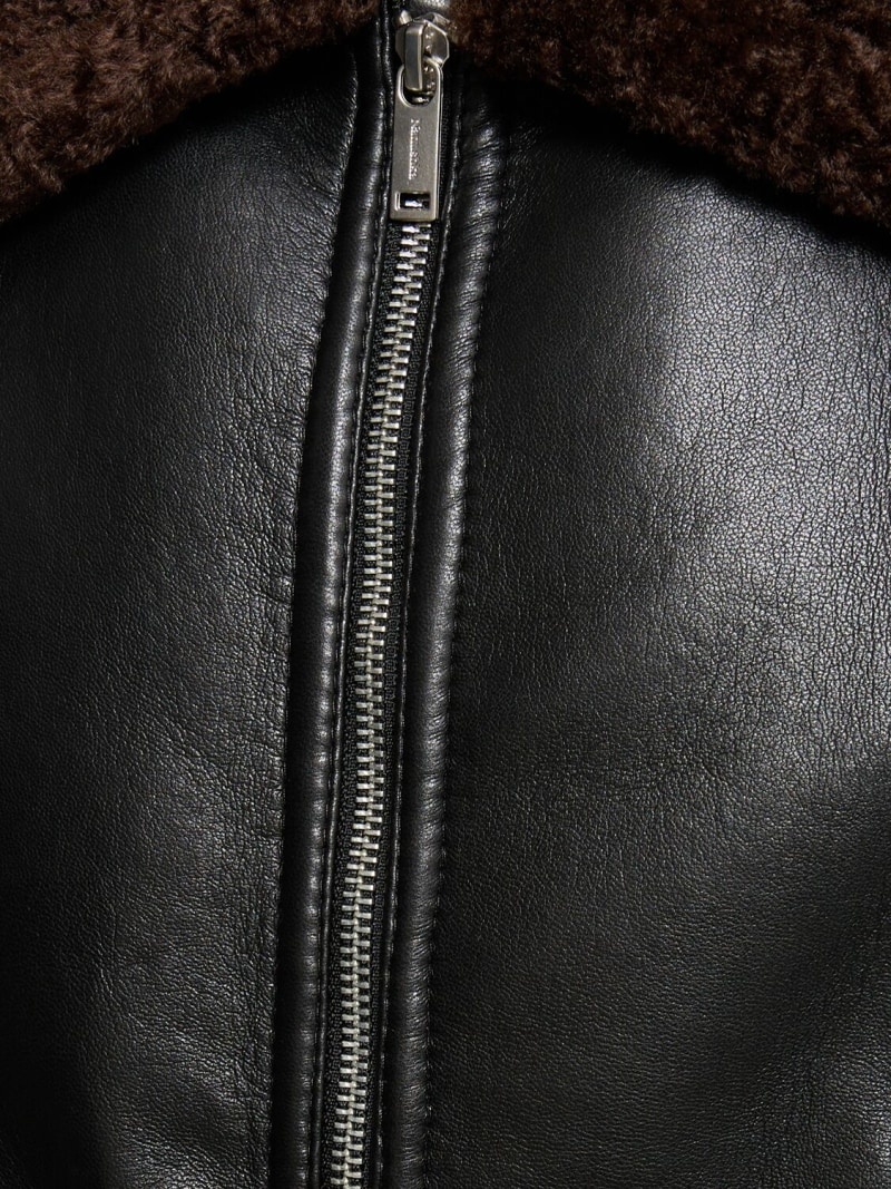 Faux leather shearling flight jacket - 2