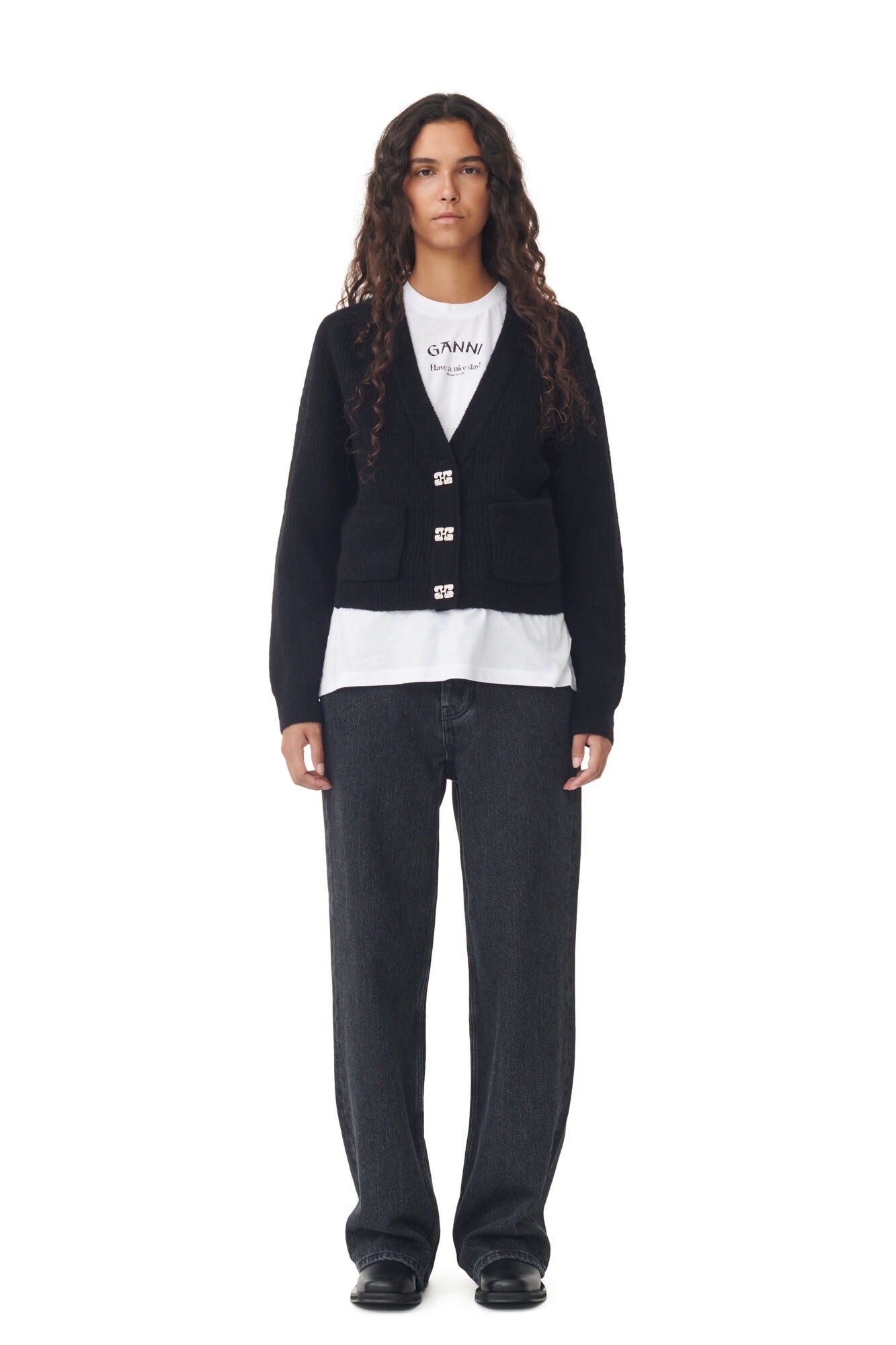 BLACK SOFT WOOL CARDIGAN - 4