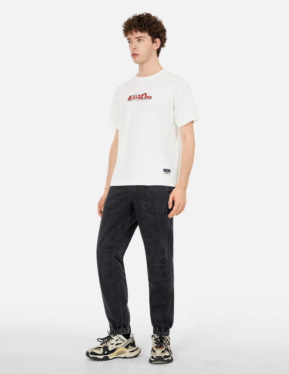 Seagull and Kamon Embroidery Straight Fit Woven Joggers - 3