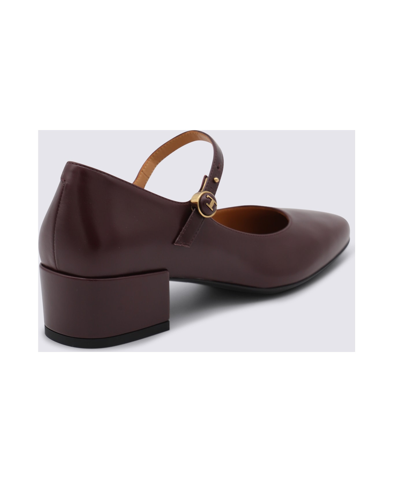 Burgundy Leather Pumps - 3