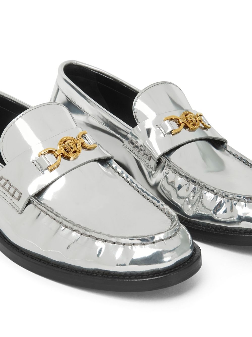 Medusa metallic leather loafers - 4