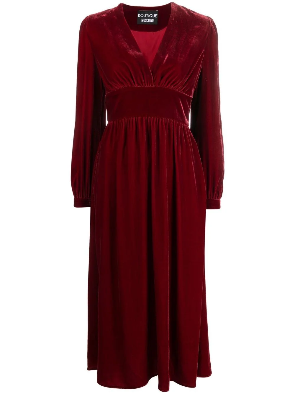 V-neck velvet midi dress - 1