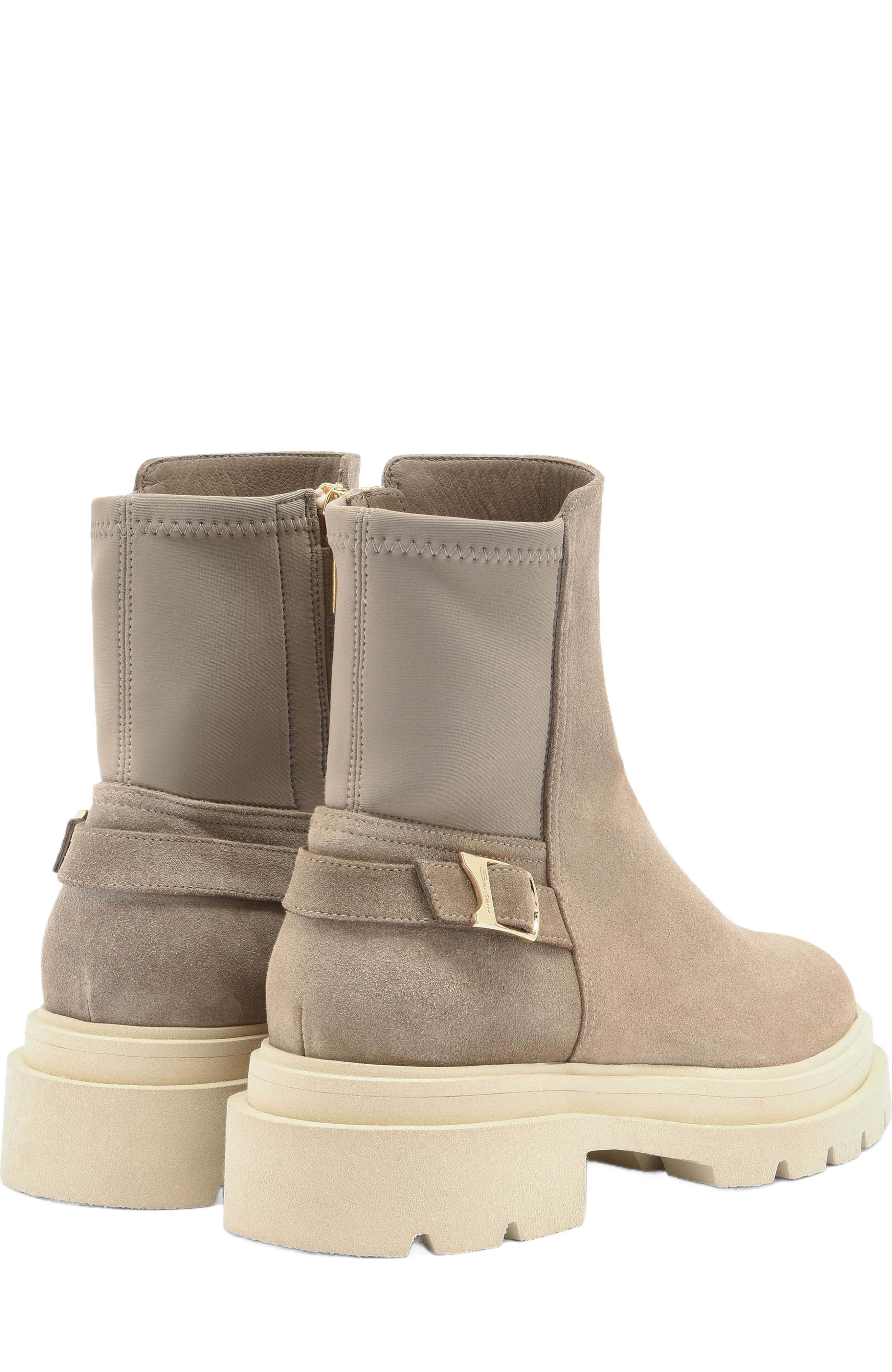Santoni Women's beige suede ankle boot in Natural at Nordstrom - 4
