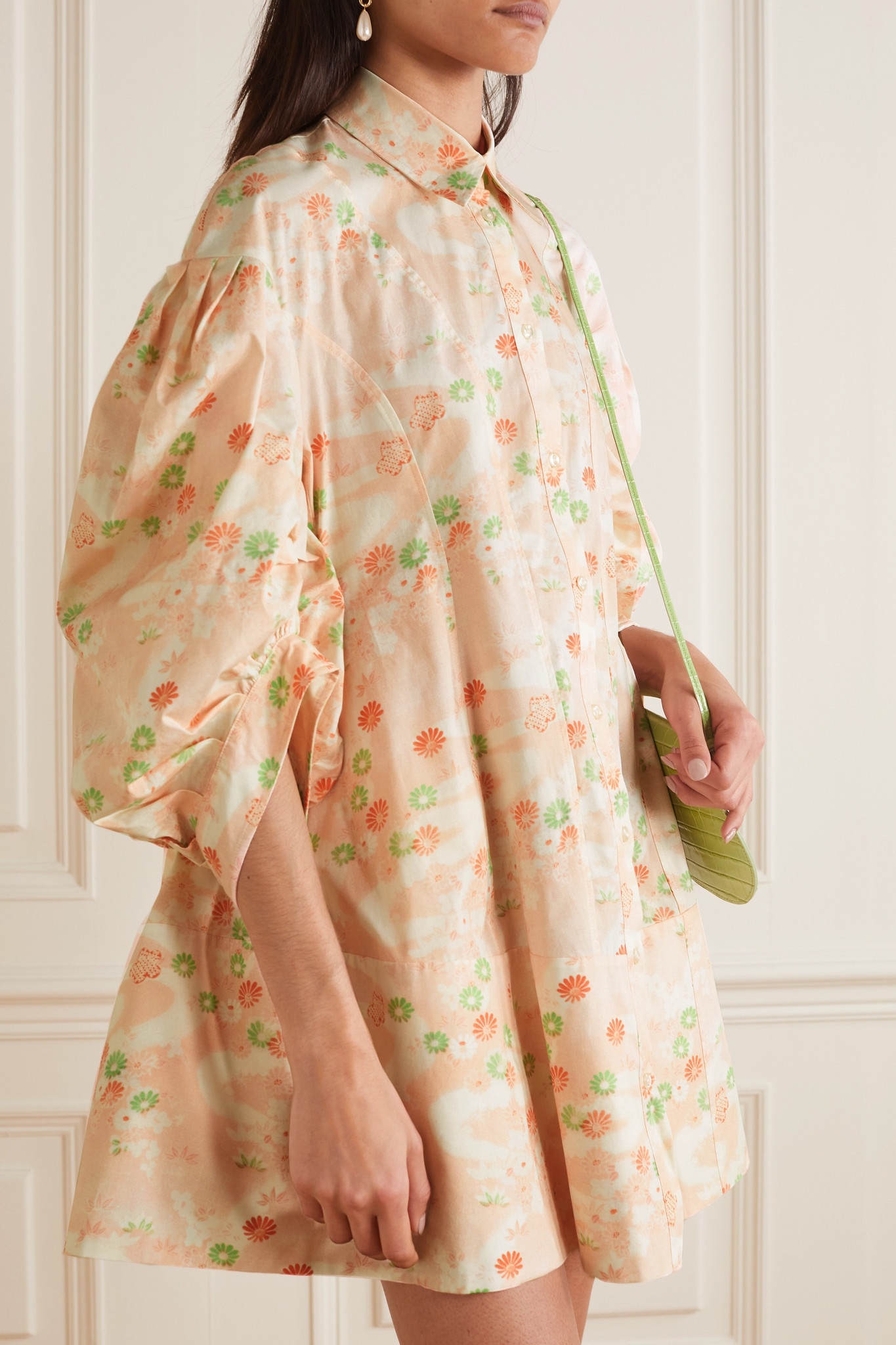 Oversized floral-print cotton midi dress - 4