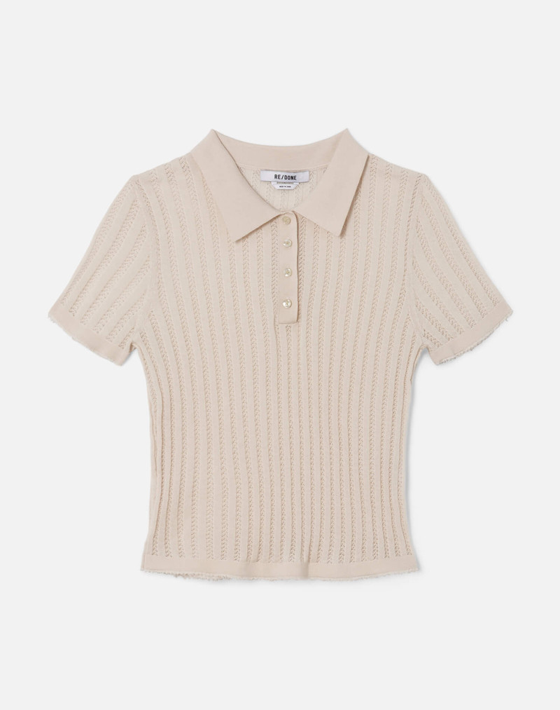 The Veil Pointelle Polo - Ivory 1