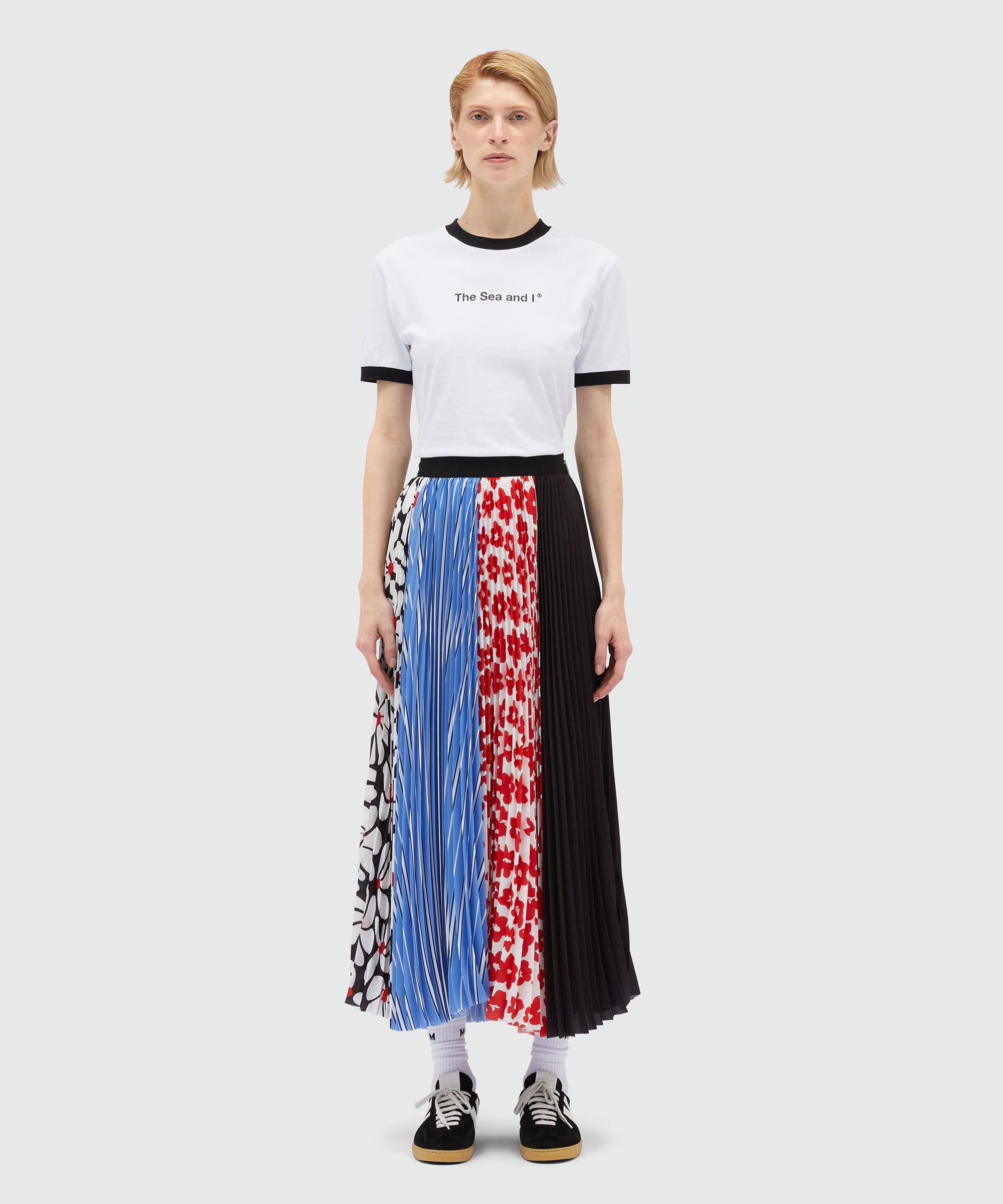 Patchwork patterned crepe de chine skirt - 2