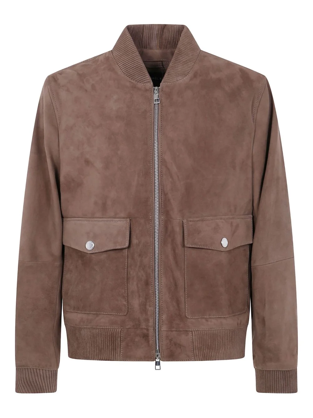 ribbed-cuff suede bomber jacket - 1