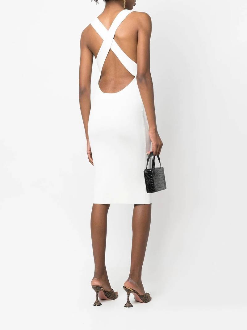 Yves Salomon ribbed cross-strap midi dress outlook