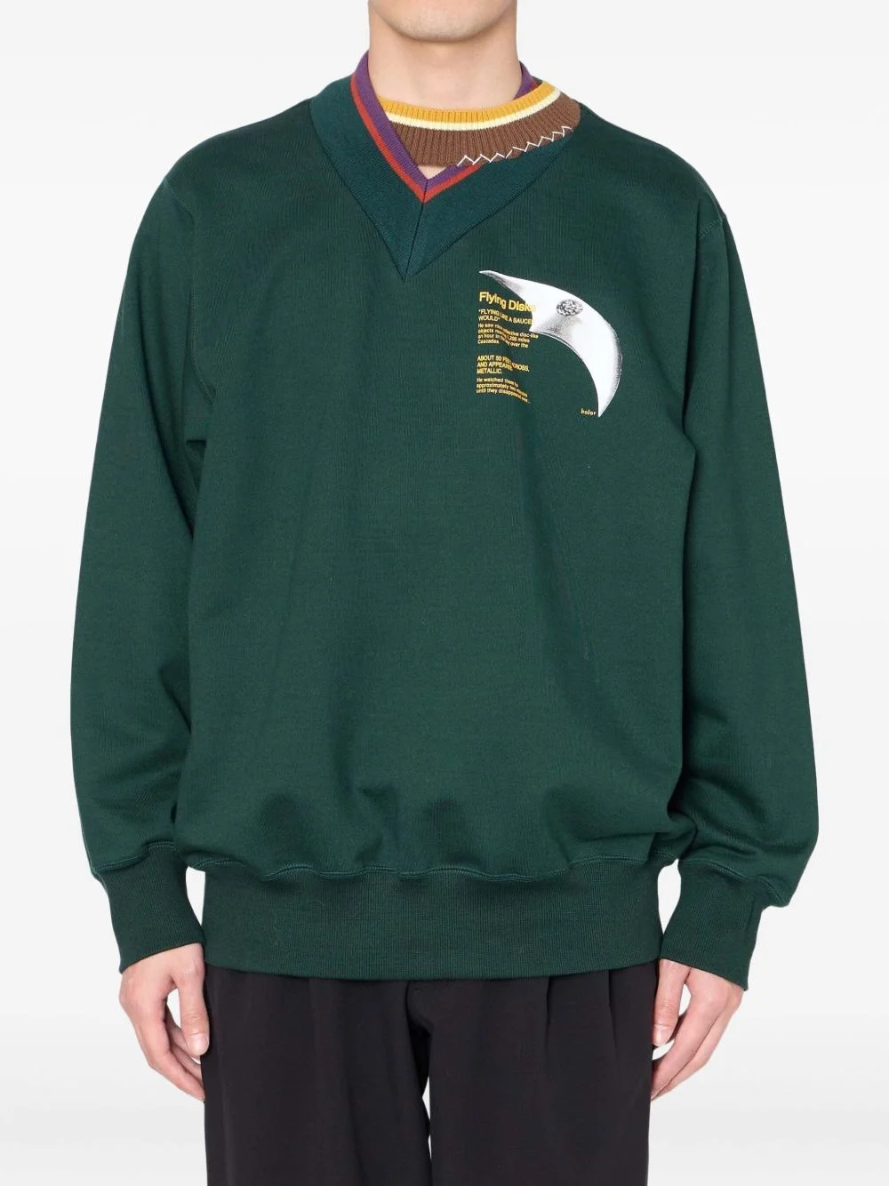 V-neck bird-graphic sweatshirt - 1