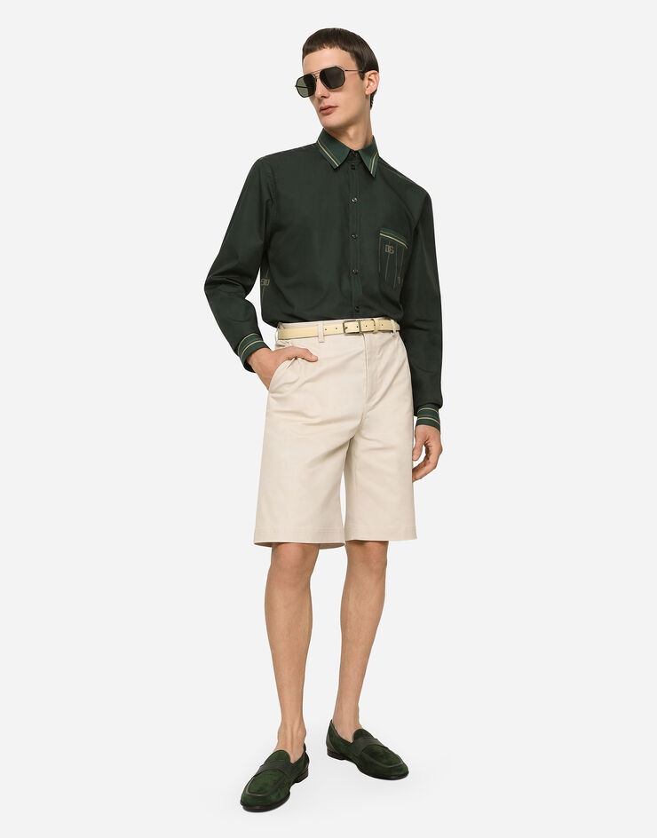 Striped-print cotton Martini-fit shirt with DG logo - 3