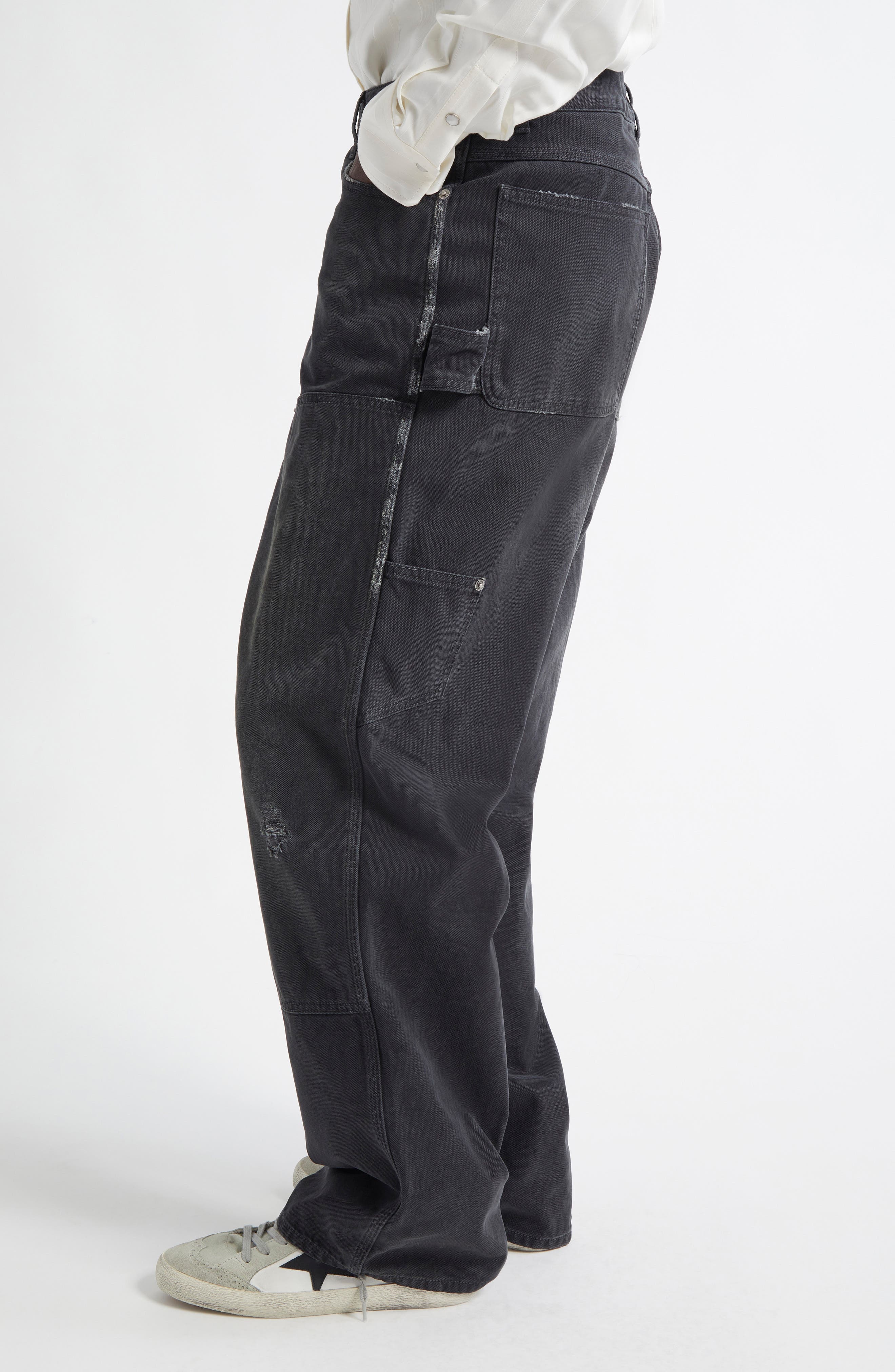 Golden Goose Journey Distressed Cotton Painter Pants in Black at Nordstrom - 3
