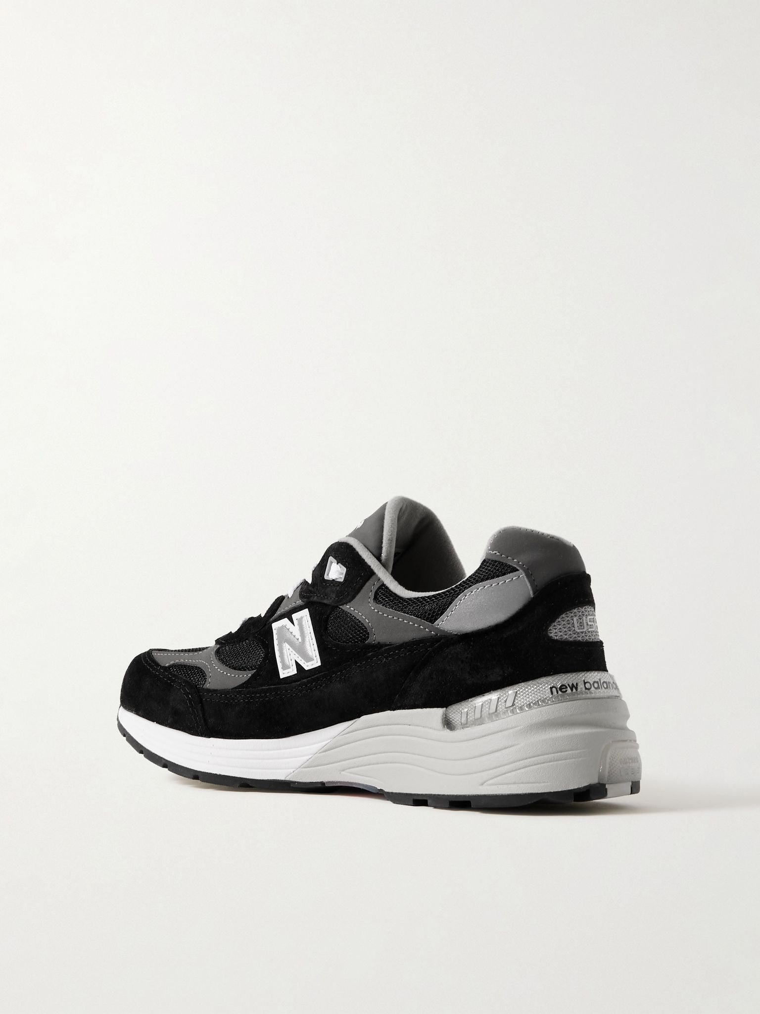 M992 Leather-Trimmed Suede, Nubuck and Mesh Sneakers Black - 4