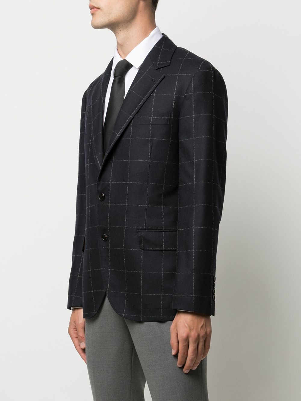 checked wool suit jacket - 3