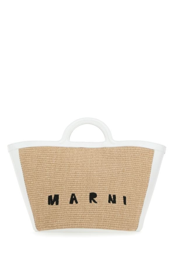 MARNI Two-Tone Leather And Raffia Large Tropicalia Summer Handbag - 1
