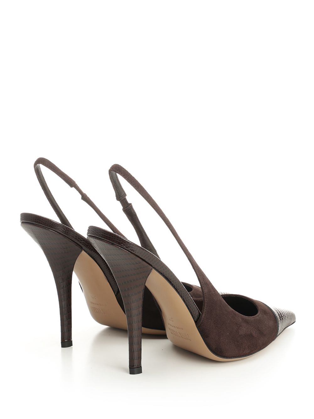Miranda Slingback 105 Suede And Printed Lizard Pumps Brown - 3
