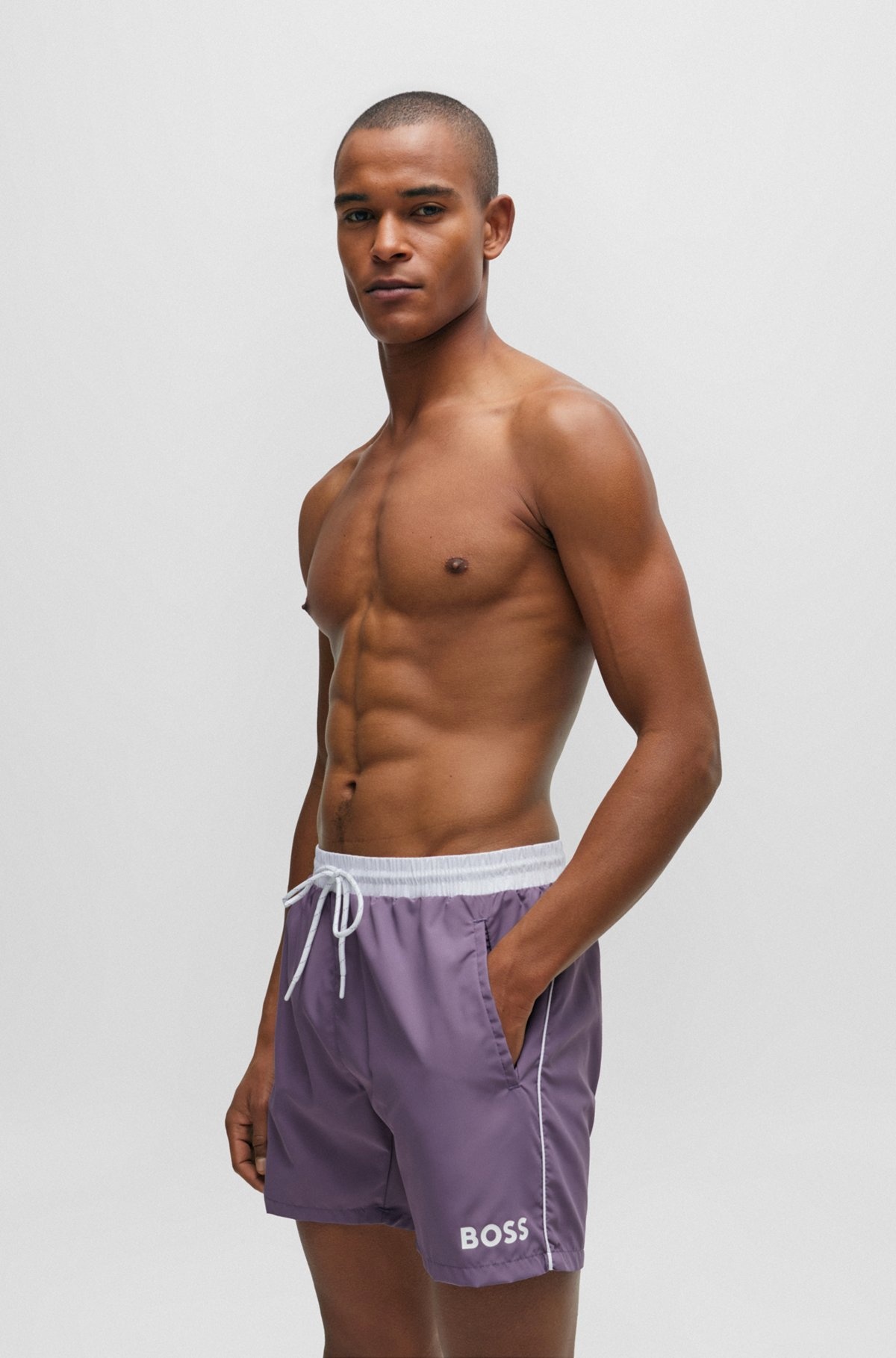 CONTRAST-LOGO SWIM SHORTS - 2
