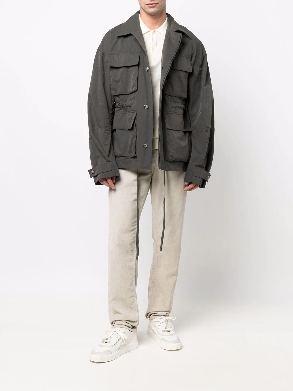 cargo-pocket button-up jacket - 2