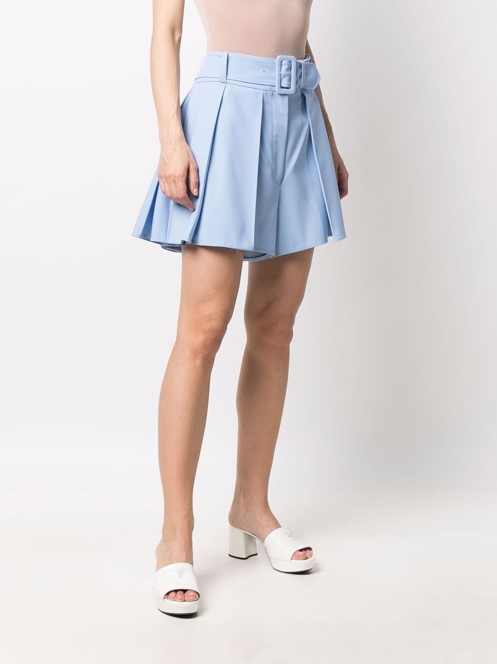 pleated belted shorts - 3