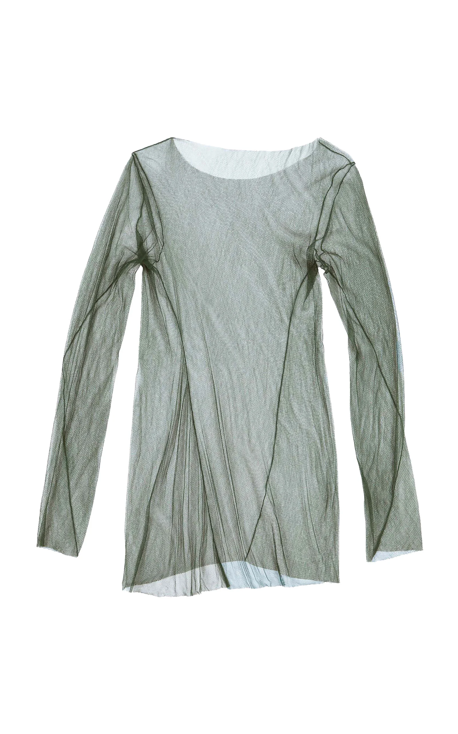 T Tulle Sheer Silk-Blend Top olive - 1