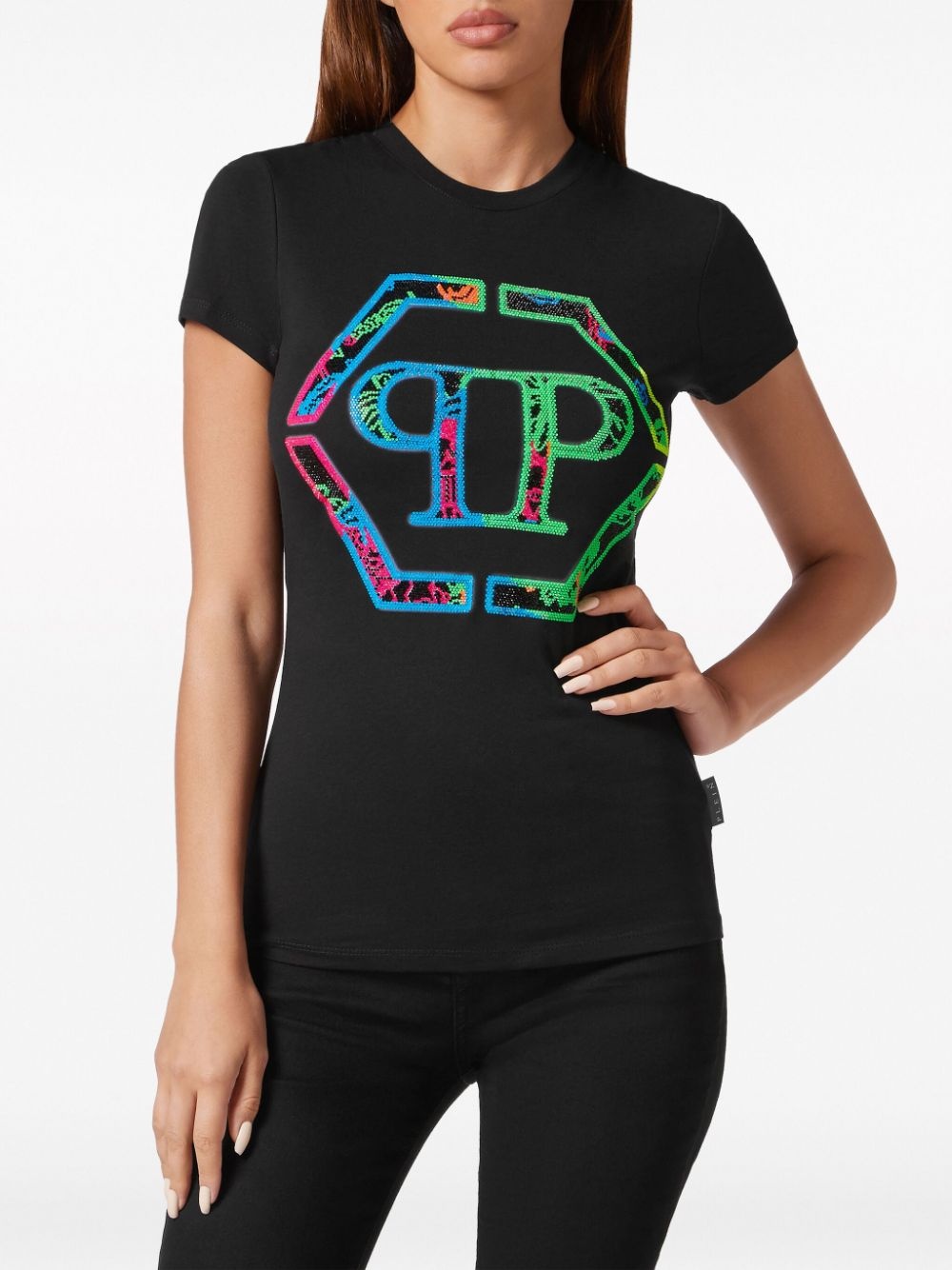 Sexy Pure rhinestone-embellished T-shirt - 3