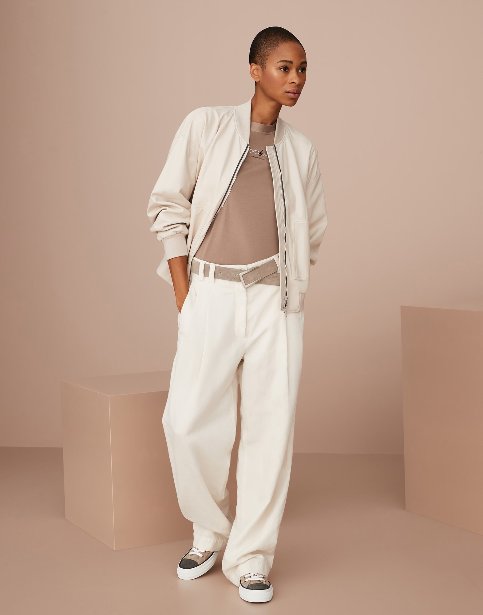 Brunello Cucinelli Nappa leather bomber jacket with shiny